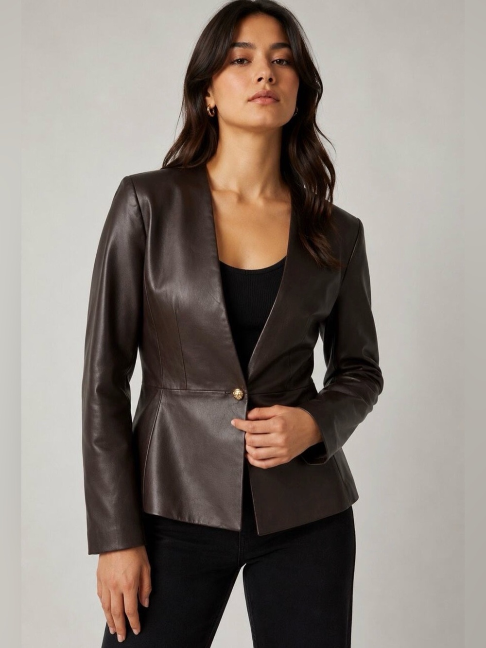 NWT Elie Tahari Leather Blazer